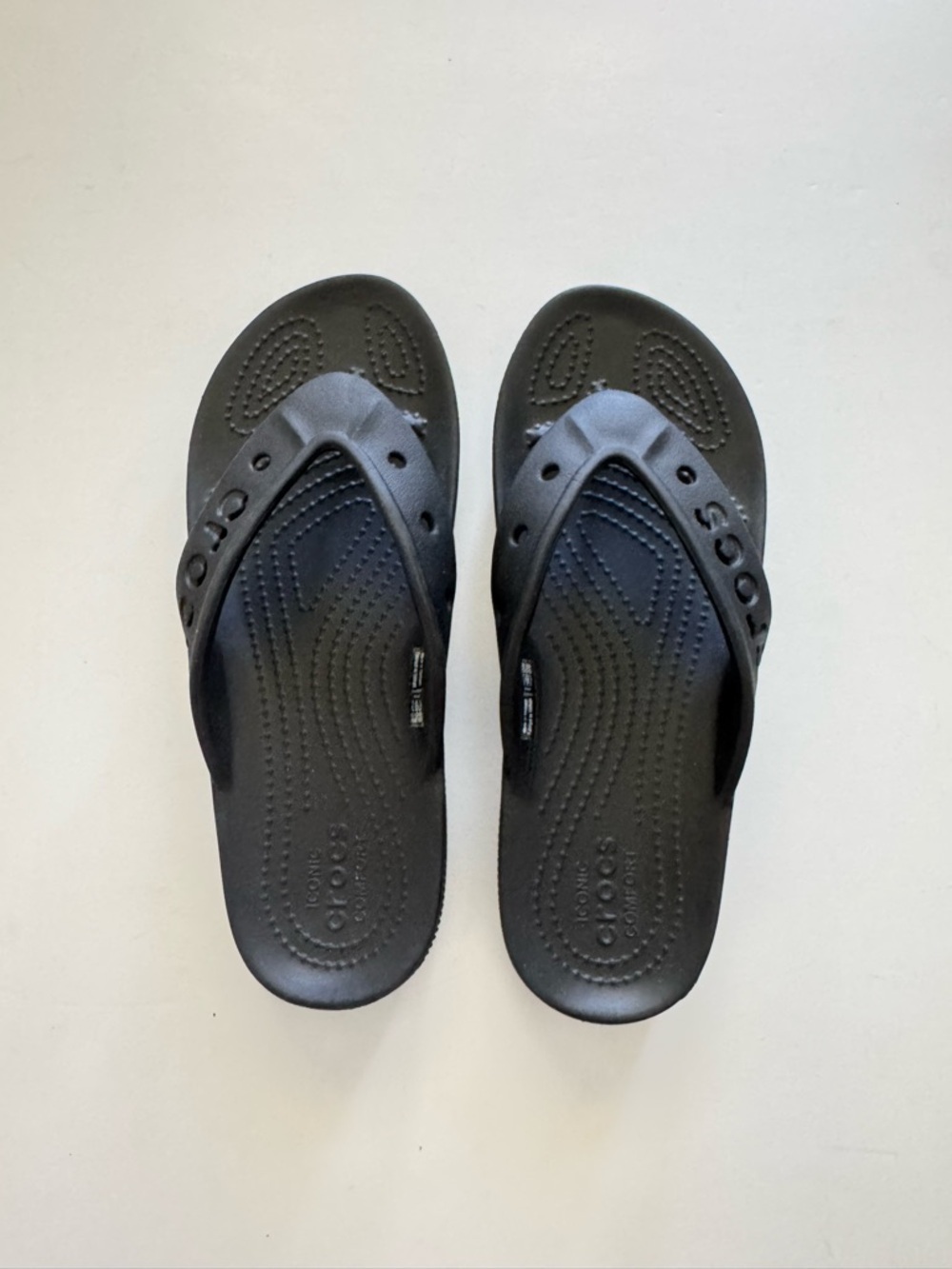 NWT Crocs  Black Baya II Flip Flops Sandals size 6